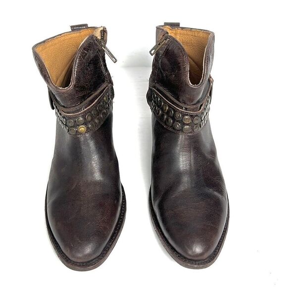 Five Worlds Cordani Serene Studded Cowboy Booties Brown Leather Side Zip 7 1/2 - Picture 4 of 16